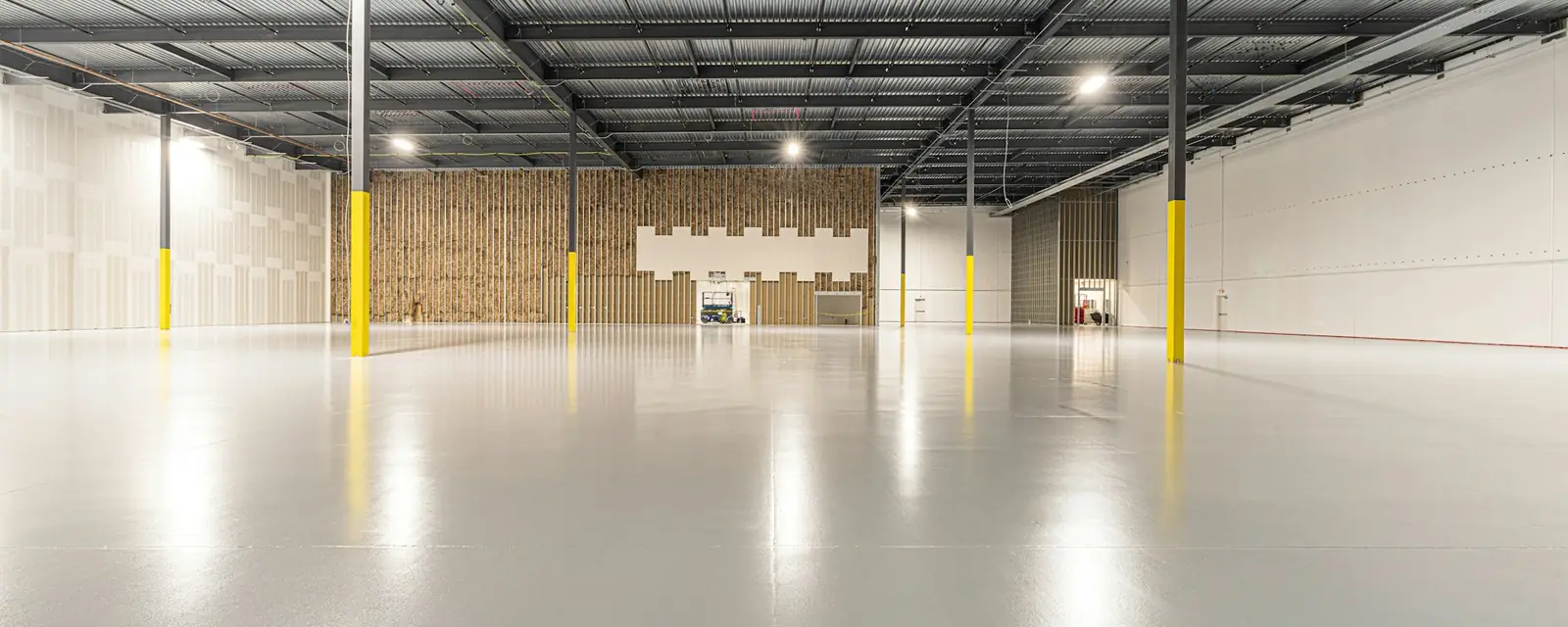 Spacious modern warehouse with a polished concrete floor
